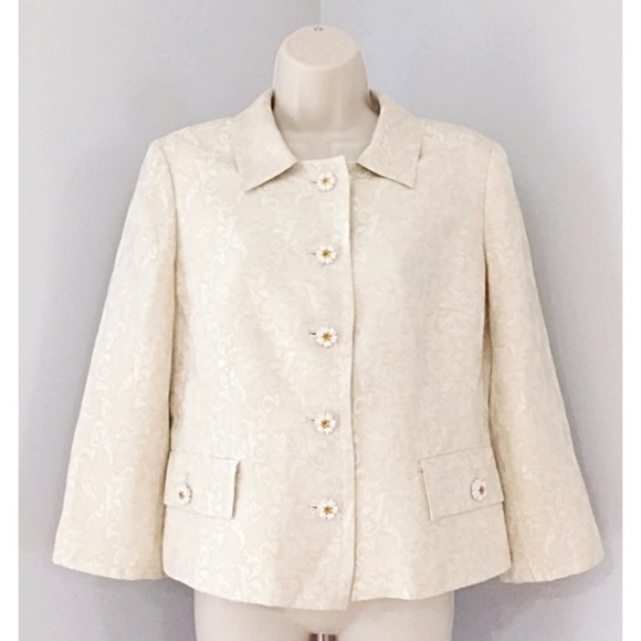 Context Jackets & Blazers - CONTEXT Jacquard Silk Blend Blazer Daisy Buttons